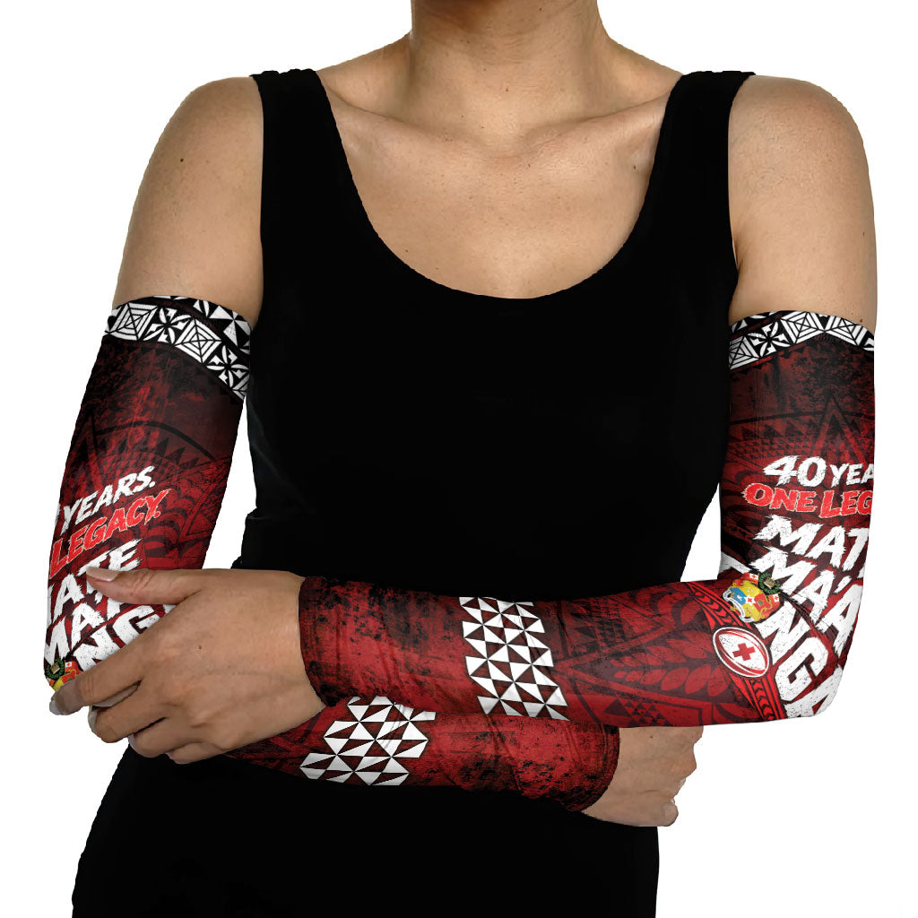 Mate Maa Tonga Rugby 2026 Arm Sleeves 40 Years Anniversary One Legacy LT14 - Polynesian Pride