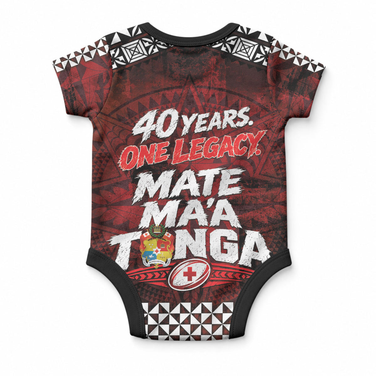 Mate Maa Tonga Rugby 2026 Baby Onesie 40 Years Anniversary One Legacy LT14 - Polynesian Pride