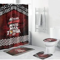 Mate Maa Tonga Rugby 2026 Bathroom Set 40 Years Anniversary One Legacy LT14 Bathroom Set (4 pcs) Red - Polynesian Pride