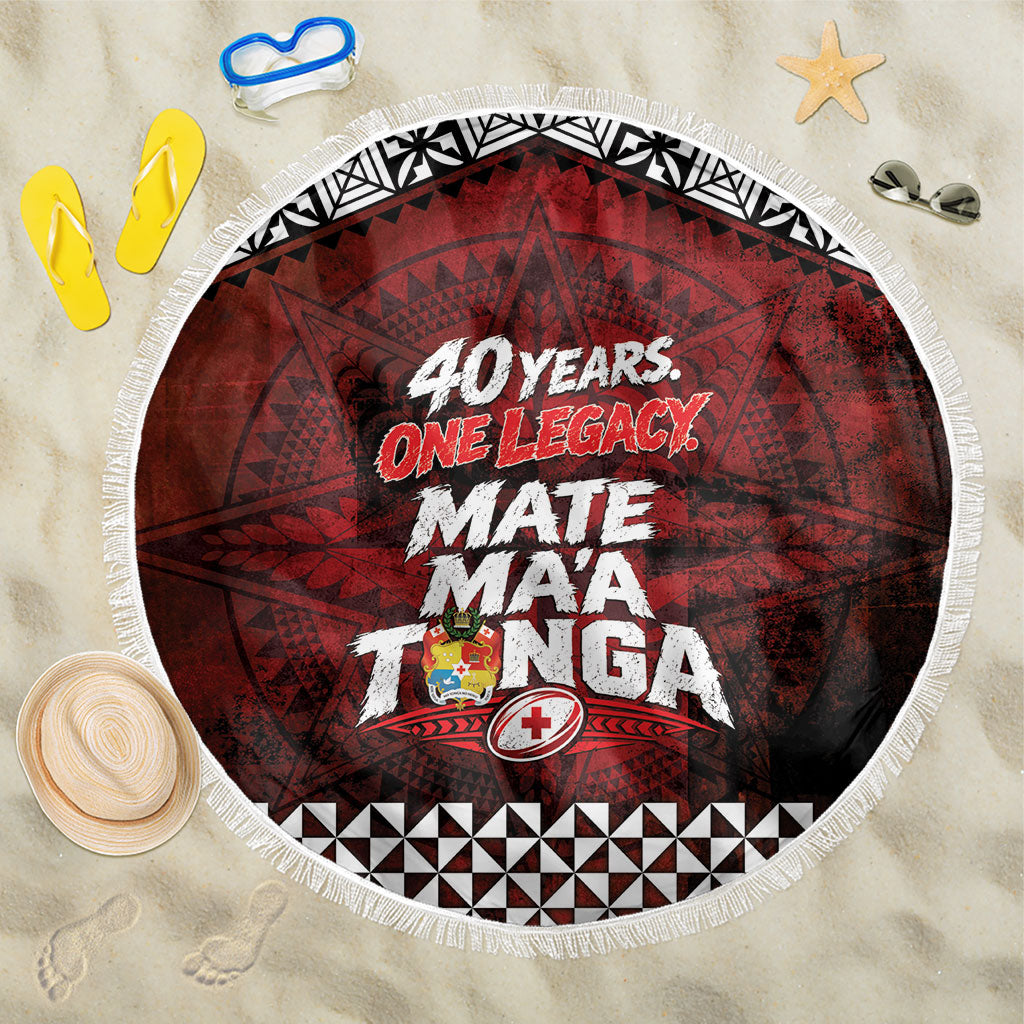 Mate Maa Tonga Rugby 2026 Beach Blanket 40 Years Anniversary One Legacy LT14 One Size 150cm Red - Polynesian Pride