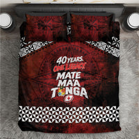 Mate Maa Tonga Rugby 2026 Bedding Set 40 Years Anniversary One Legacy LT14 Red - Polynesian Pride
