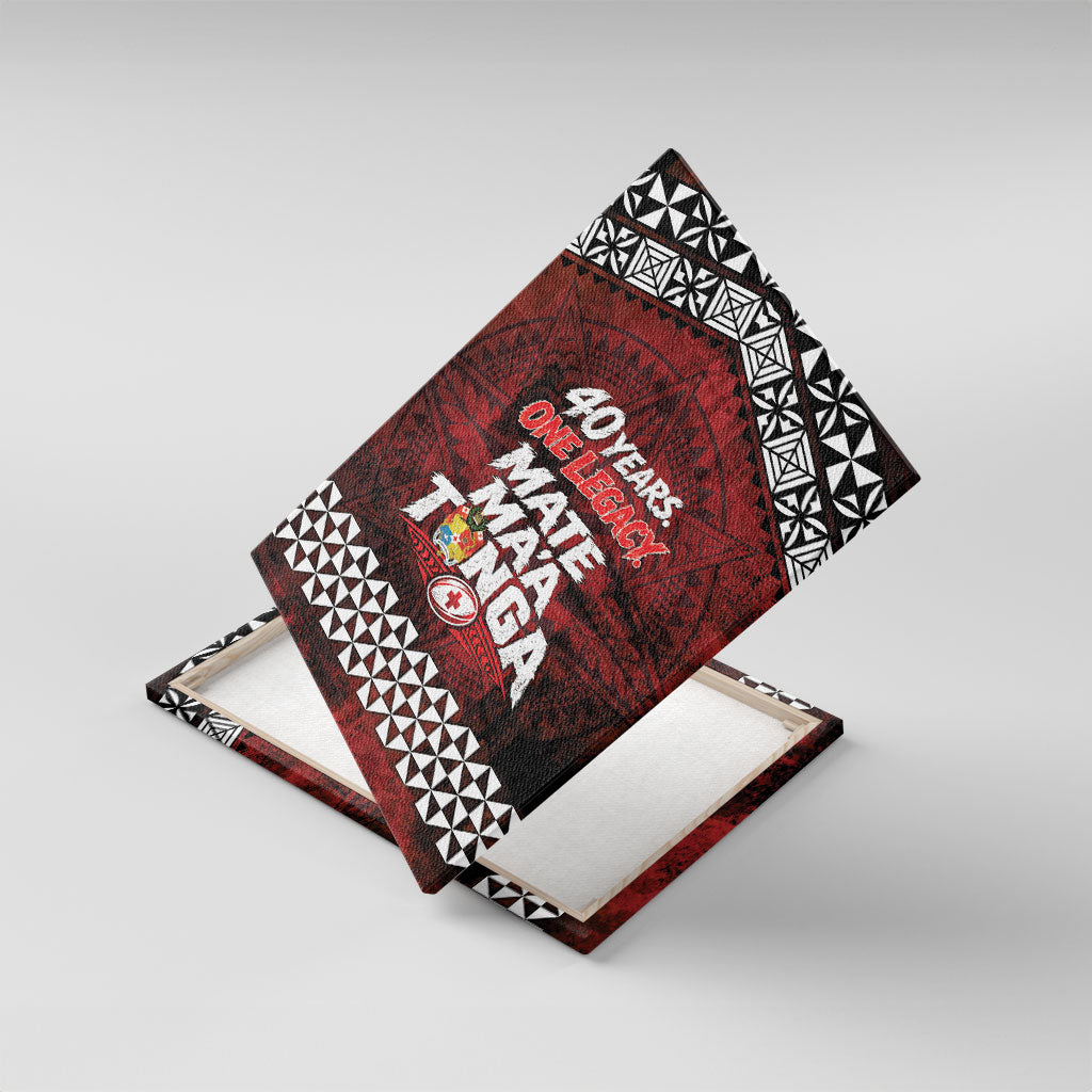 Mate Maa Tonga Rugby 2026 Canvas Wall Art 40 Years Anniversary One Legacy LT14 With Frame Red - Polynesian Pride