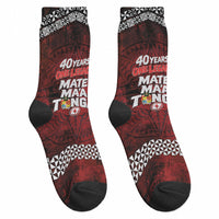 Mate Maa Tonga Rugby 2026 Crew Socks 40 Years Anniversary One Legacy LT14 - Polynesian Pride