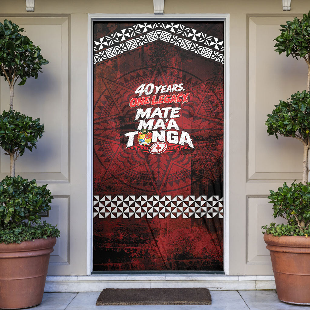 Mate Maa Tonga Rugby 2026 Door Cover 40 Years Anniversary One Legacy LT14 Red - Polynesian Pride