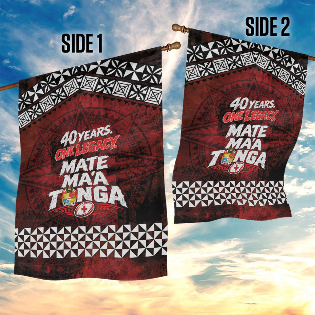 Mate Maa Tonga Rugby 2026 Garden Flag 40 Years Anniversary One Legacy LT14 - Polynesian Pride
