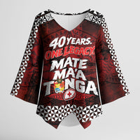 Mate Maa Tonga Rugby 2026 Kimono Sleeve Blouse 40 Years Anniversary One Legacy LT14 Female Red - Polynesian Pride