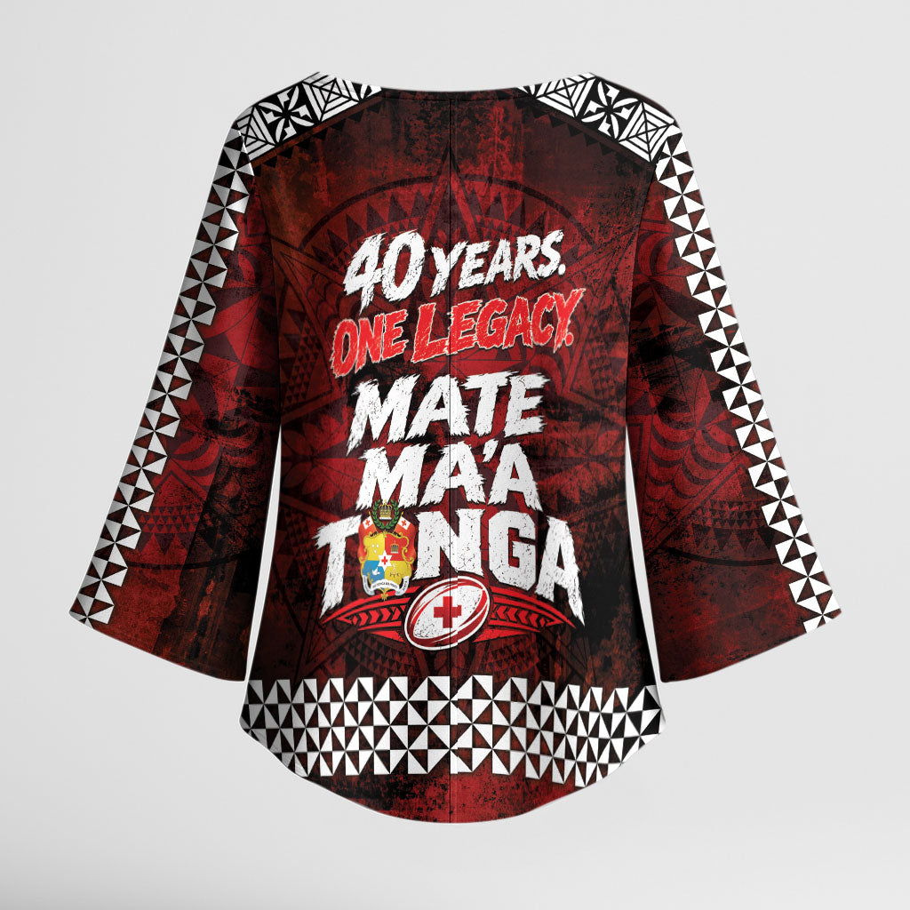 Mate Maa Tonga Rugby 2026 Kimono Sleeve Blouse 40 Years Anniversary One Legacy LT14 - Polynesian Pride