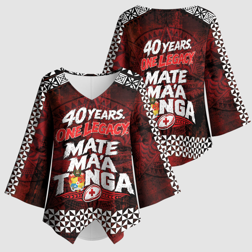 Mate Maa Tonga Rugby 2026 Kimono Sleeve Blouse 40 Years Anniversary One Legacy LT14 - Polynesian Pride