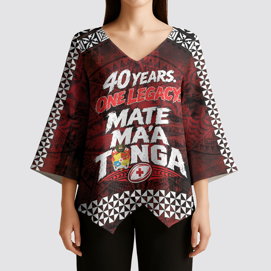 Mate Maa Tonga Rugby 2026 Kimono Sleeve Blouse 40 Years Anniversary One Legacy LT14 - Polynesian Pride