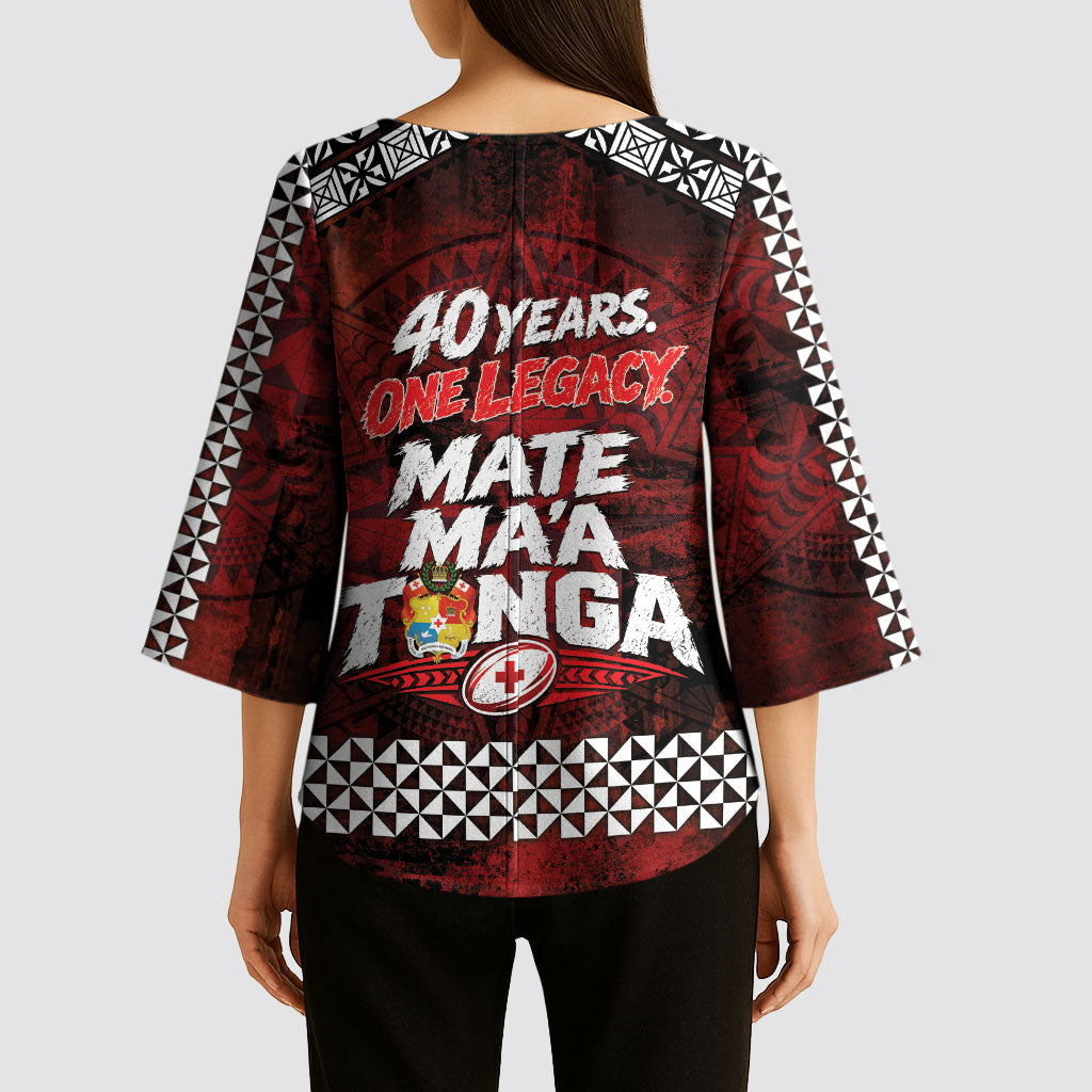 Mate Maa Tonga Rugby 2026 Kimono Sleeve Blouse 40 Years Anniversary One Legacy LT14 - Polynesian Pride