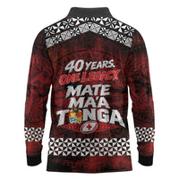 Mate Maa Tonga Rugby 2026 Long Sleeve Polo Shirt 40 Years Anniversary One Legacy LT14 - Polynesian Pride