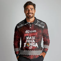 Mate Maa Tonga Rugby 2026 Long Sleeve Polo Shirt 40 Years Anniversary One Legacy LT14 - Polynesian Pride