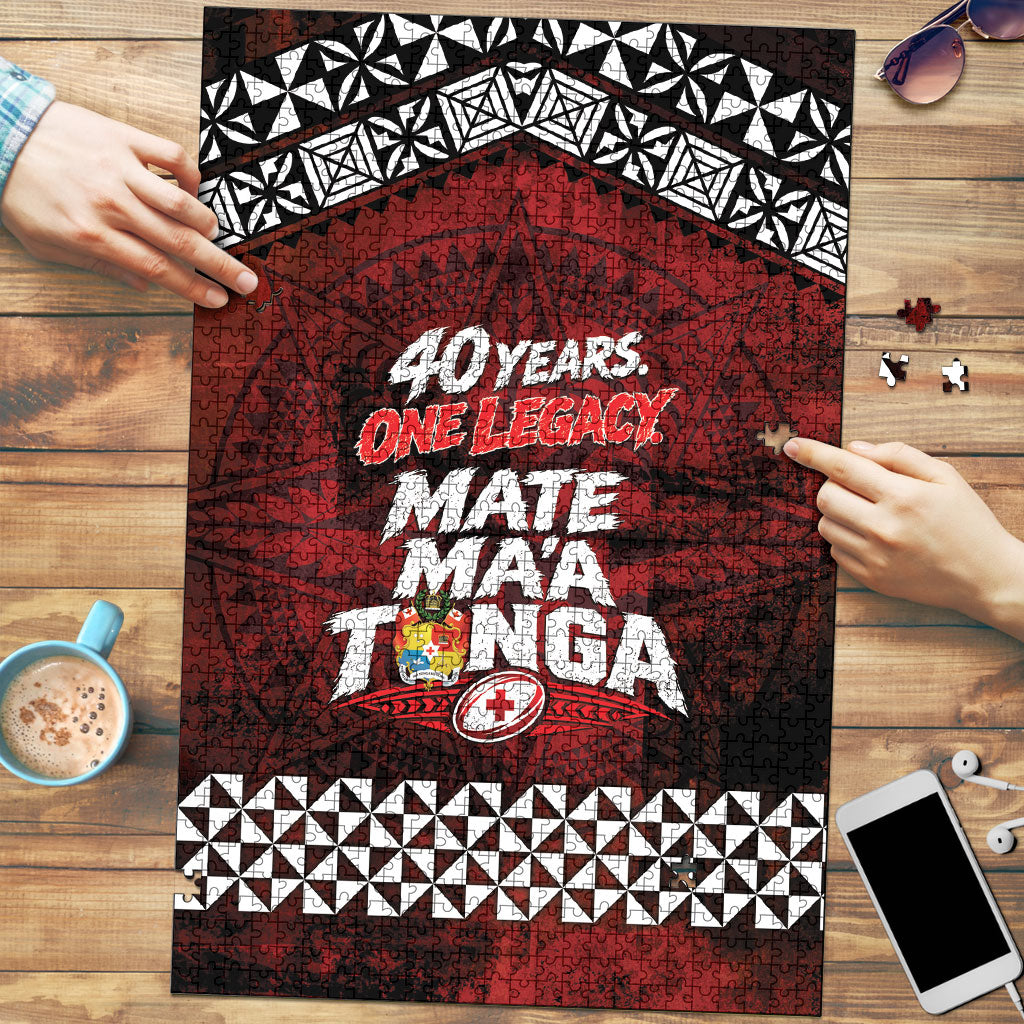 Mate Maa Tonga Rugby 2026 Puzzle 40 Years Anniversary One Legacy LT14 Red - Polynesian Pride