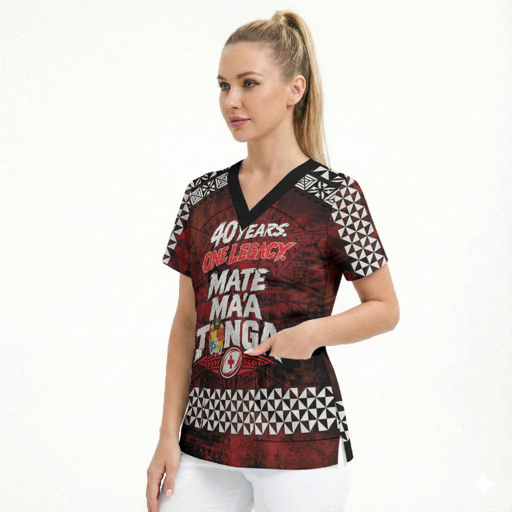 Mate Maa Tonga Rugby 2026 Scrub Top 40 Years Anniversary One Legacy LT14 - Polynesian Pride