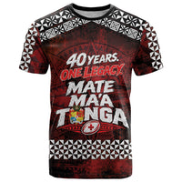 Mate Maa Tonga Rugby 2026 T Shirt 40 Years Anniversary One Legacy LT14 Red - Polynesian Pride