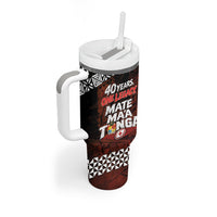 Mate Maa Tonga Rugby 2026 Tumbler With Handle 40 Years Anniversary One Legacy LT14 - Polynesian Pride