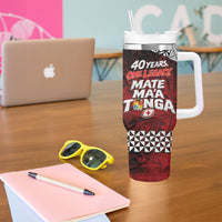 Mate Maa Tonga Rugby 2026 Tumbler With Handle 40 Years Anniversary One Legacy LT14 - Polynesian Pride