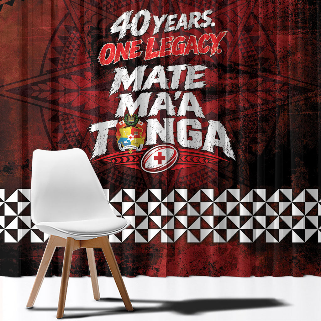 Mate Maa Tonga Rugby 2026 Window Curtain 40 Years Anniversary One Legacy LT14 - Polynesian Pride