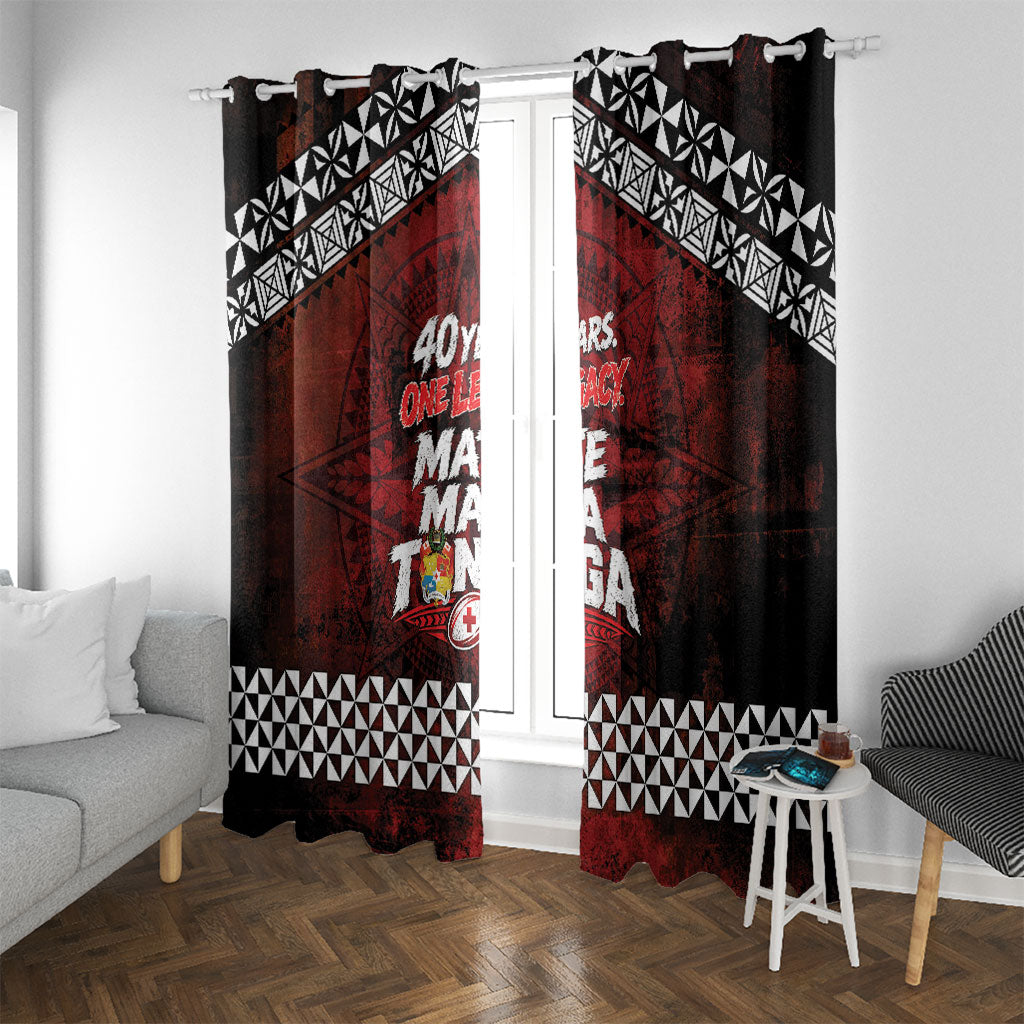Mate Maa Tonga Rugby 2026 Window Curtain 40 Years Anniversary One Legacy LT14 With Grommets Red - Polynesian Pride