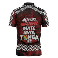 Mate Maa Tonga Rugby 2026 Zipper Polo Shirt 40 Years Anniversary One Legacy LT14 - Polynesian Pride