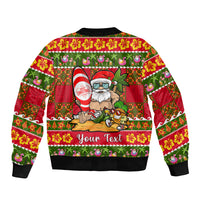 Personalised Hawaii Surfing Santa Christmas Bomber Jacket Tropical Pineapple Mele Kalikimaka Quilt Pattern LT14 - Polynesian Pride