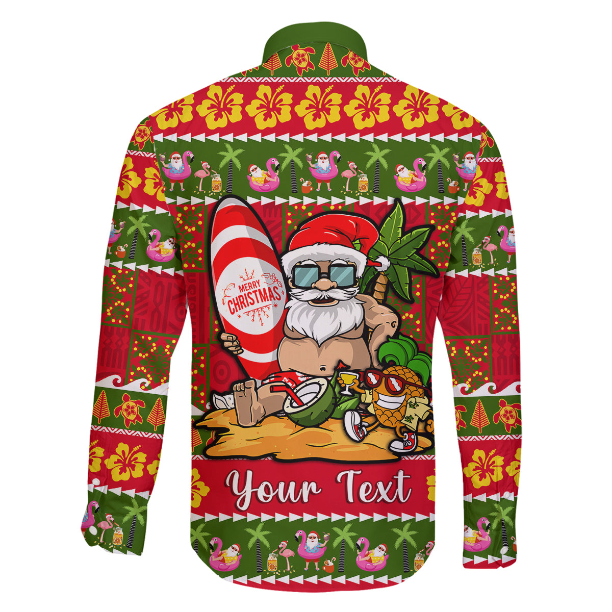 Personalised Hawaii Surfing Santa Christmas Family Matching Puletasi Dress and Hawaiian Shirt Tropical Pineapple Mele Kalikimaka Quilt Pattern LT14 - Polynesian Pride