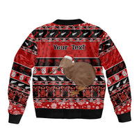 Personalised New Zealand Christmas Bomber Jacket Aotearoa Kiwi Meri Kirihimete Red Version LT14 - Polynesian Pride