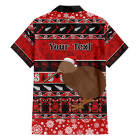 Personalised New Zealand Christmas Family Matching Long Sleeve Bodycon Dress and Hawaiian Shirt Aotearoa Kiwi Meri Kirihimete Red Version LT14 - Polynesian Pride