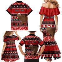 Personalised New Zealand Christmas Family Matching Mermaid Dress and Hawaiian Shirt Aotearoa Kiwi Meri Kirihimete Red Version LT14 - Polynesian Pride