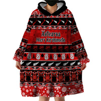 Personalised New Zealand Christmas Wearable Blanket Hoodie Aotearoa Kiwi Meri Kirihimete Red Version LT14 - Polynesian Pride