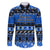 Personalised New Zealand Christmas Family Matching Puletasi Dress and Hawaiian Shirt Aotearoa Kiwi Meri Kirihimete Blue Version LT14 Dad's Shirt - Long Sleeve Blue - Polynesian Pride