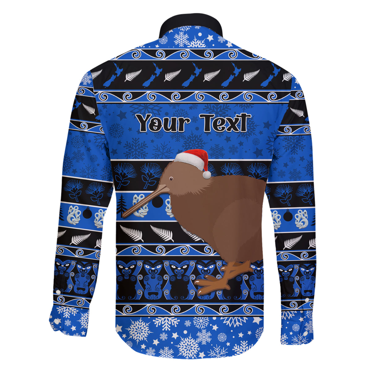 Personalised New Zealand Christmas Family Matching Short Sleeve Bodycon Dress and Hawaiian Shirt Aotearoa Kiwi Meri Kirihimete Blue Version LT14 - Polynesian Pride