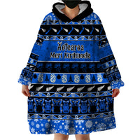 Personalised New Zealand Christmas Wearable Blanket Hoodie Aotearoa Kiwi Meri Kirihimete Blue Version LT14 - Polynesian Pride