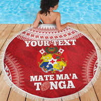Custom Tonga Mate Maa Beach Blanket Go Champions Tongan Ngatu - Red