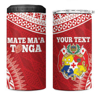 Personalised Tonga Mate Maa 4 in 1 Can Cooler Tumbler Go Champions Tongan Ngatu - Red
