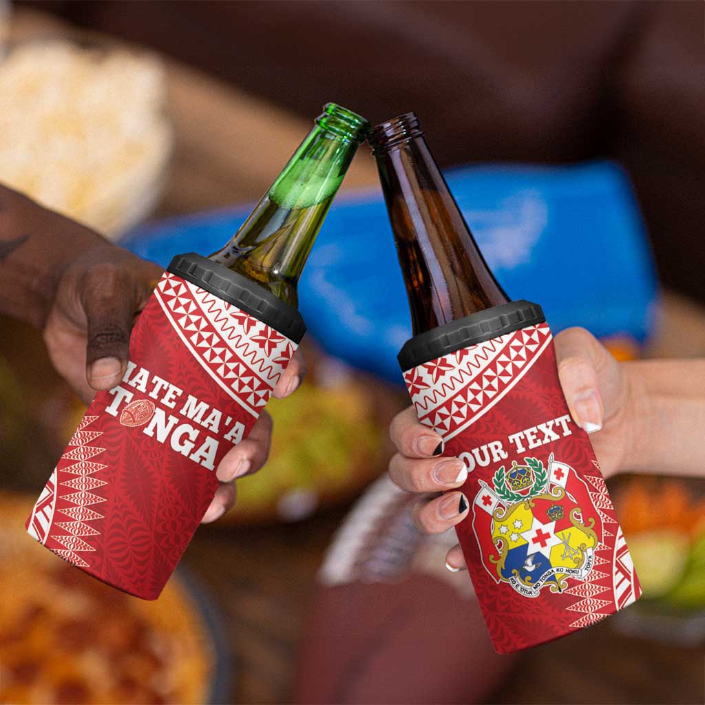 Personalised Tonga Mate Maa 4 in 1 Can Cooler Tumbler Go Champions Tongan Ngatu - Red