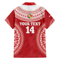 Custom Tonga Mate Maa Family Matching Long Sleeve Bodycon Dress and Hawaiian Shirt Go Champions Tongan Ngatu - Red LT14 - Polynesian Pride