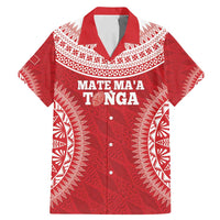 Custom Tonga Mate Maa Family Matching Mermaid Dress and Hawaiian Shirt Go Champions Tongan Ngatu - Red LT14 Dad's Shirt - Short Sleeve Red - Polynesian Pride