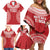 Custom Tonga Mate Maa Family Matching Off Shoulder Short Dress and Hawaiian Shirt Go Champions Tongan Ngatu - Red