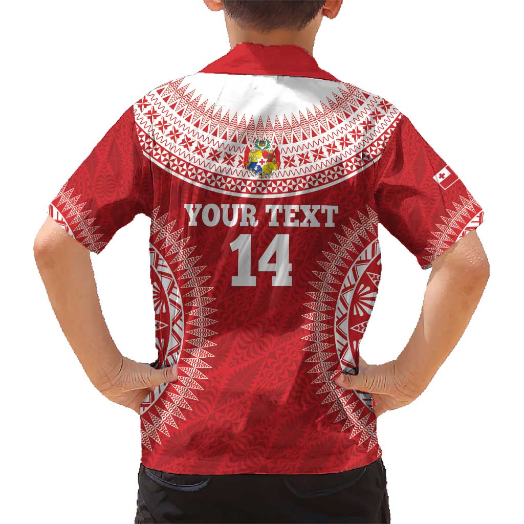 Custom Tonga Mate Maa Family Matching Short Sleeve Bodycon Dress and Hawaiian Shirt Go Champions Tongan Ngatu - Red LT14 - Polynesian Pride