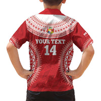 Custom Tonga Mate Maa Family Matching Short Sleeve Bodycon Dress and Hawaiian Shirt Go Champions Tongan Ngatu - Red LT14 - Polynesian Pride