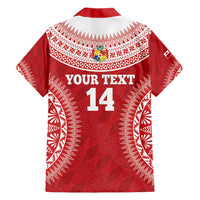 Custom Tonga Mate Maa Family Matching Short Sleeve Bodycon Dress and Hawaiian Shirt Go Champions Tongan Ngatu - Red LT14 - Polynesian Pride