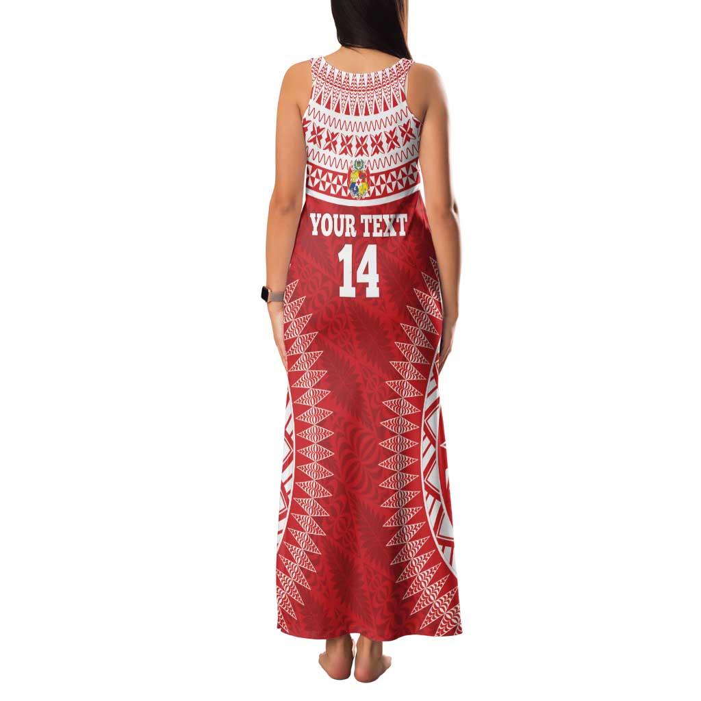 Custom Tonga Mate Maa Family Matching Tank Maxi Dress and Hawaiian Shirt Go Champions Tongan Ngatu - Red