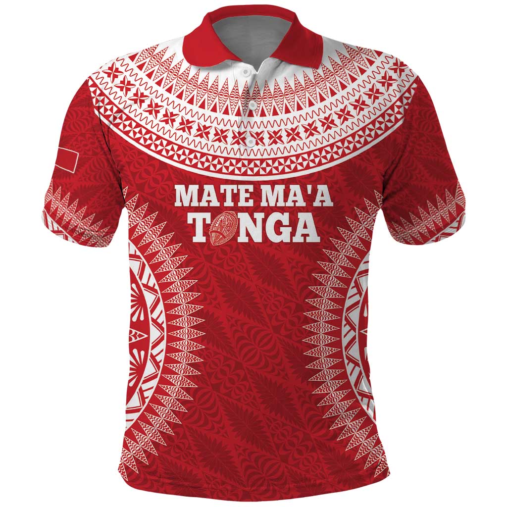 Custom Tonga Mate Maa Polo Shirt Go Champions Tongan Ngatu - Red LT14 Red - Polynesian Pride