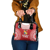 Custom Tonga Mate Maa Shoulder Handbag Go Champions Tongan Ngatu - Red
