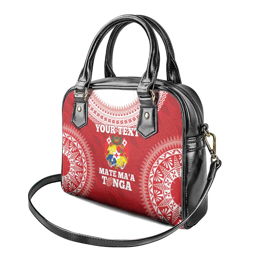 Custom Tonga Mate Maa Shoulder Handbag Go Champions Tongan Ngatu - Red