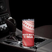 Personalised Tonga Mate Maa Skinny Tumbler Go Champions Tongan Ngatu - Red