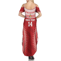 Custom Tonga Mate Maa Summer Maxi Dress Go Champions Tongan Ngatu - Red