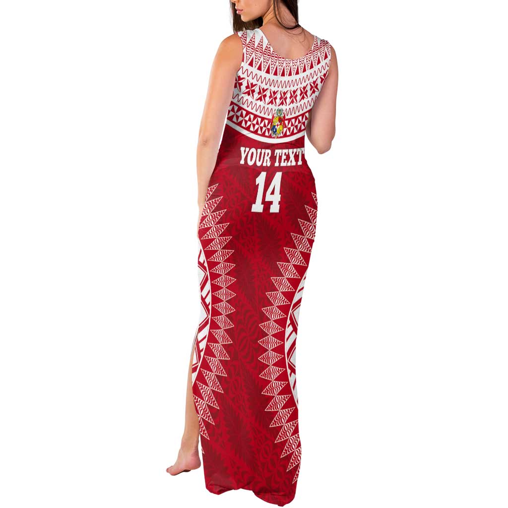 Custom Tonga Mate Maa Tank Maxi Dress Go Champions Tongan Ngatu - Red