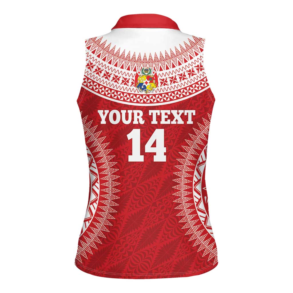 Custom Tonga Mate Maa Women Sleeveless Polo Shirt Go Champions Tongan Ngatu - Red